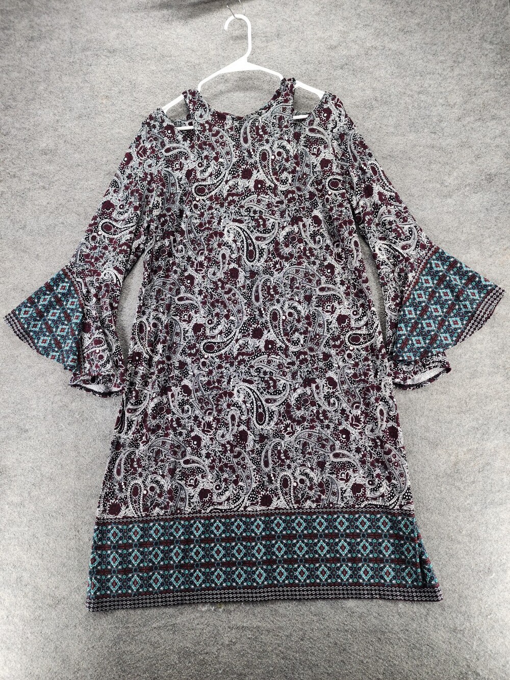 CATO Dress Womens 14/16 3/4 Sleeve Black Red Paisley